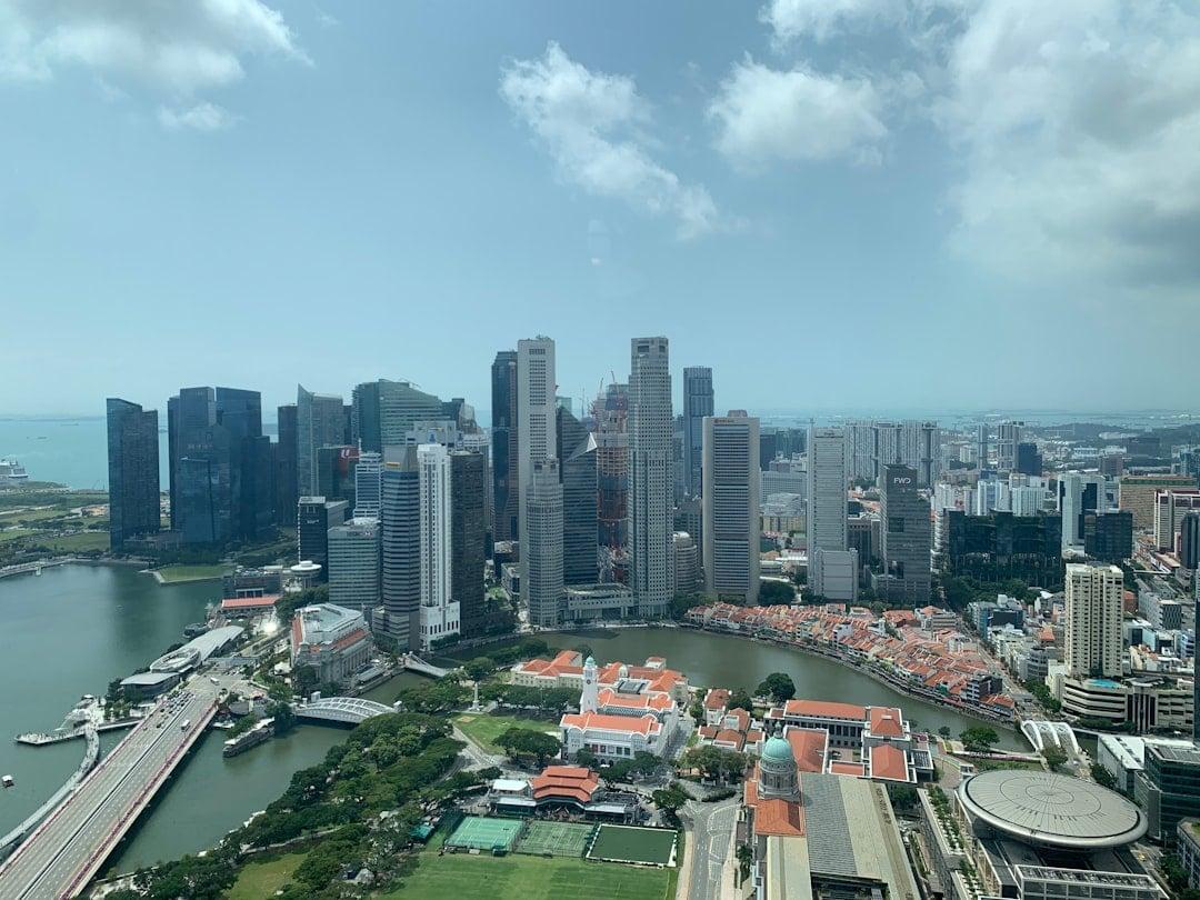 Singapore Marina Bay business district at golden hour
